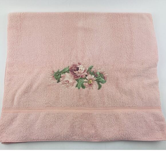 Vintage WAMSUTTA Towel Lot Set Pink Flower Floral Bath & Hand Set Somerset Rose - Picture 5 of 15